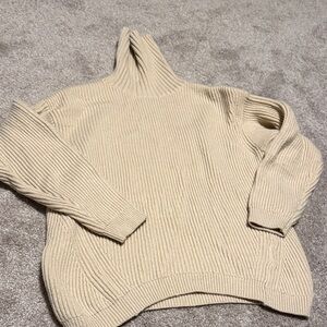 Elegant Beige Women's Turtleneck Sweater